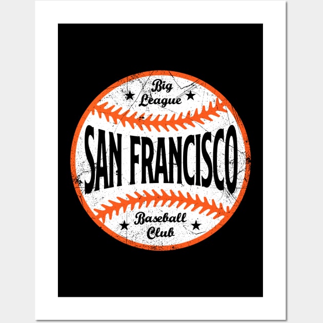 San Francisco Retro Big League Baseball - Black Wall Art by KFig21